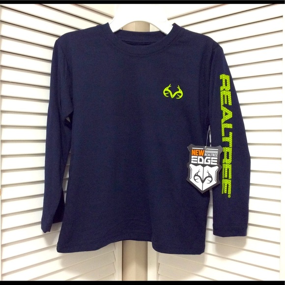 RealTree Boys Size 4 Long Sleeve Shirt Navy camo hunting - Picture 1 of 7